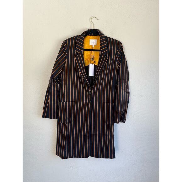 Anthropologie Grey Lab Woman Black / Orange Striped Oversized Blazer, Si… - Picture 4 of 11